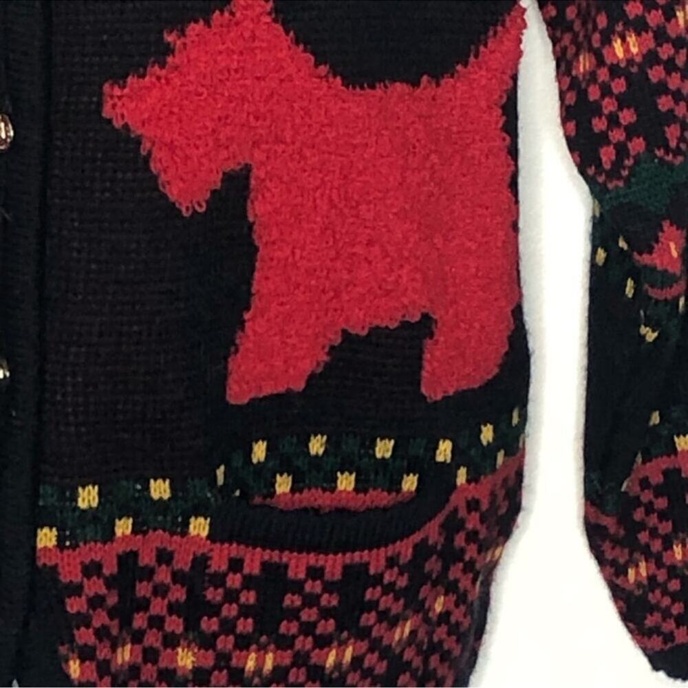 Vintage Scotty Dog Cardigan Navy Novelty Knit Gold Button Sweater M - Picture 10 of 16